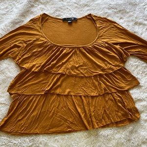 Women’s FOREVER 21 Mustard Ruffled Blouse/Top